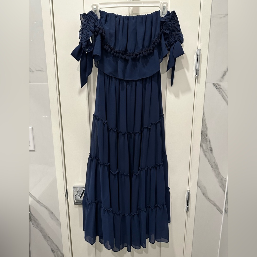 MISA Los Angeles Micaela Dress in Navy. - Picture 2 of 4